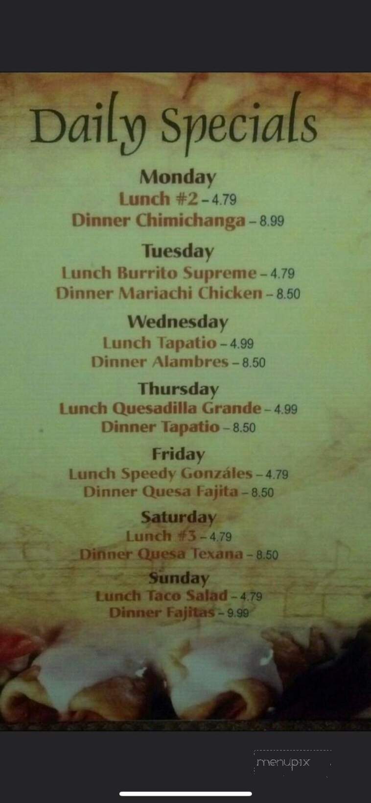 Los Mariachis - Xenia, OH menu_pic