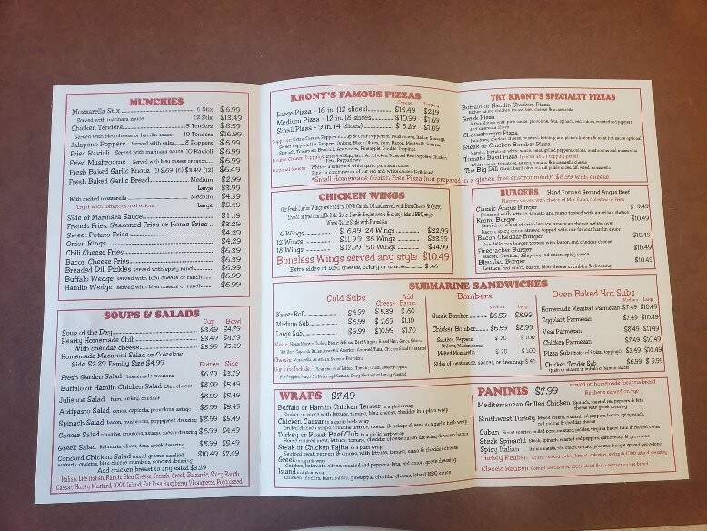 Krony's Pizza Etc - Hamlin, NY menu_pic