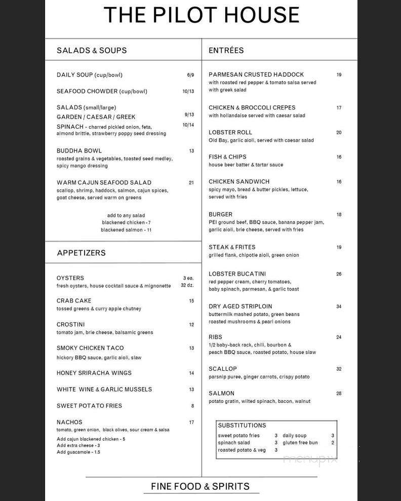The Pilot House - Charlottetown, PE menu_pic