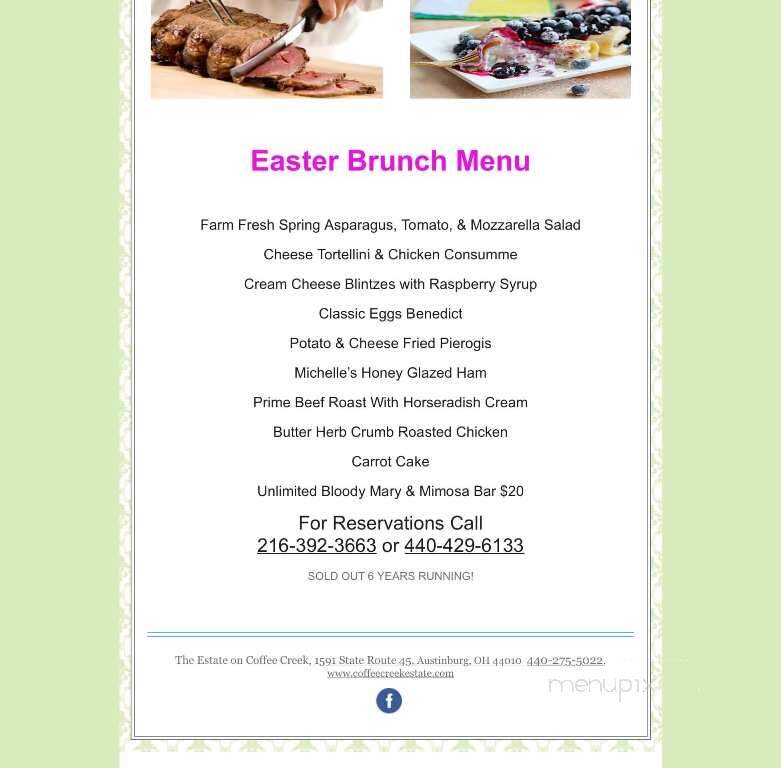 The Estate on Coffee Creek - Austinburg, OH menu_pic