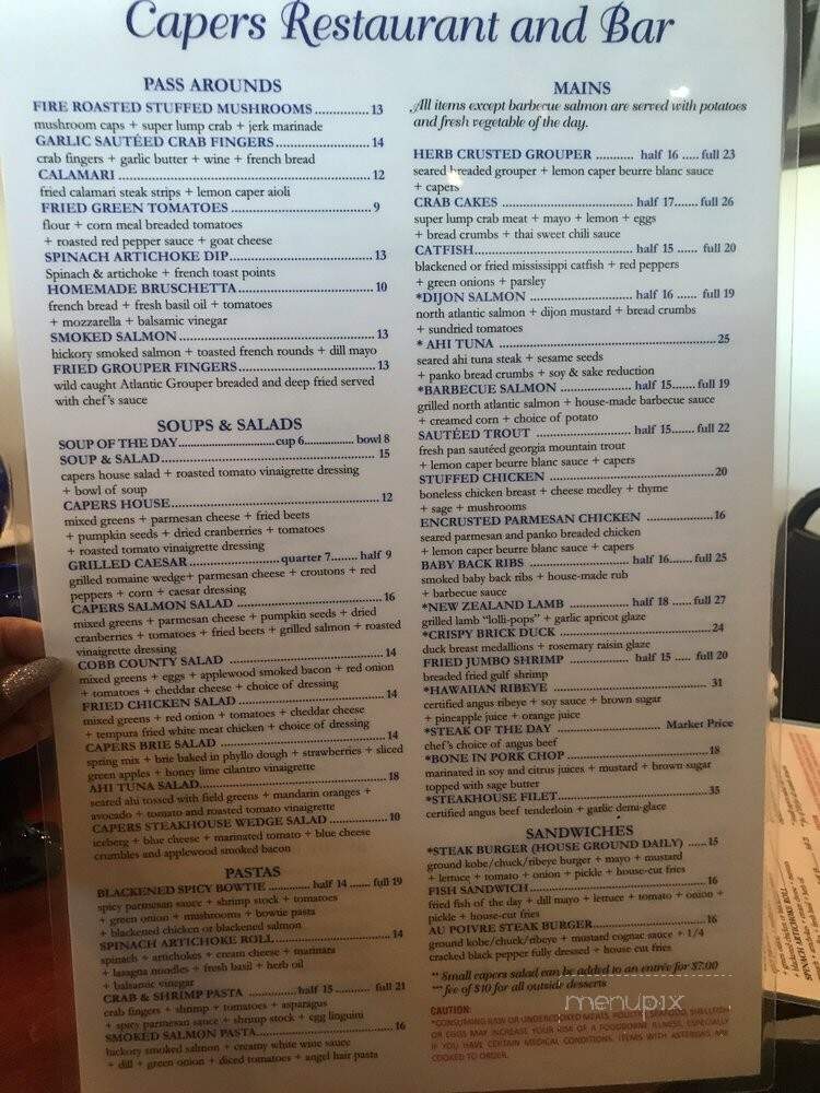 Capers On Main Restaurant & Bar - Kennesaw, GA menu_pic