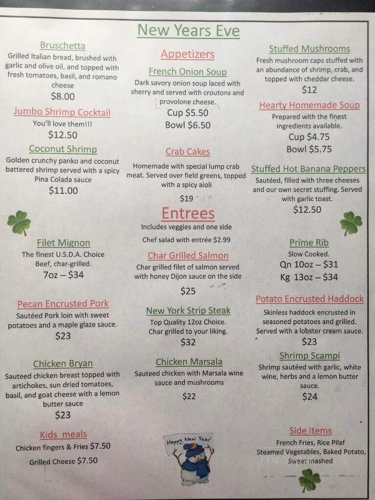 Sean Patrick's Restaurant - Getzville, NY menu_pic