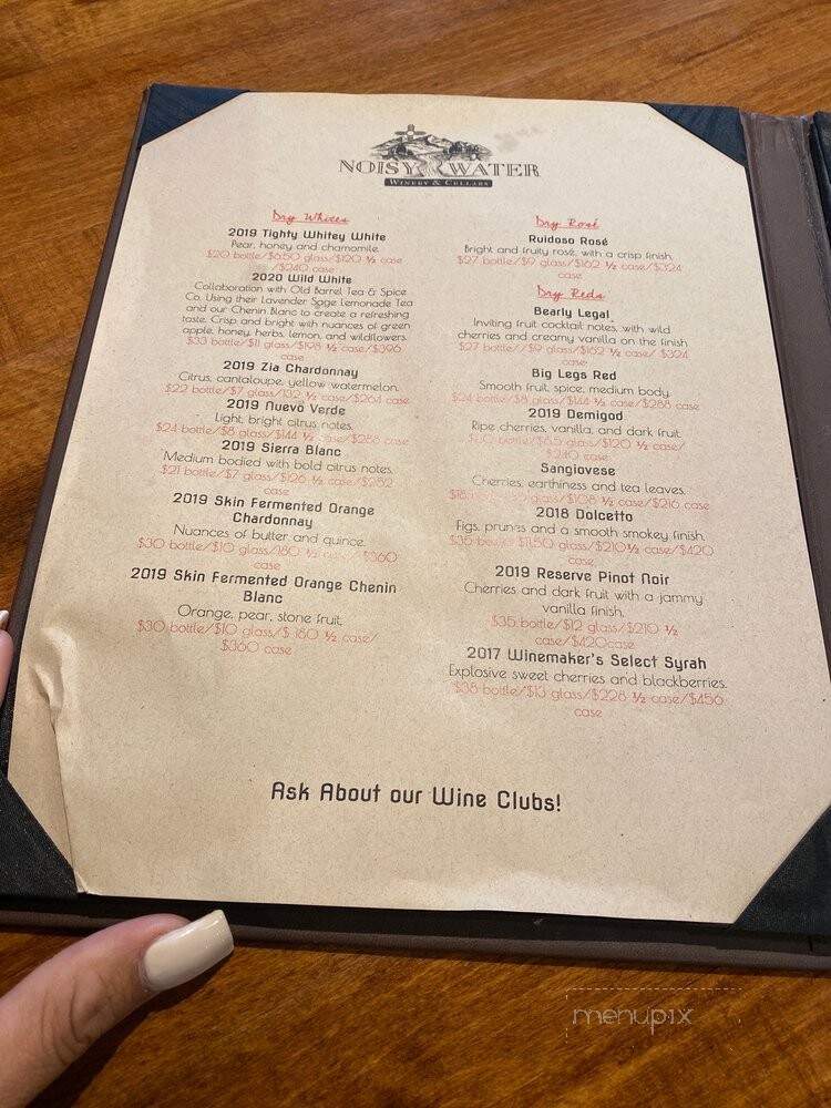 Noisy Water Winery - Ruidoso, NM menu_pic