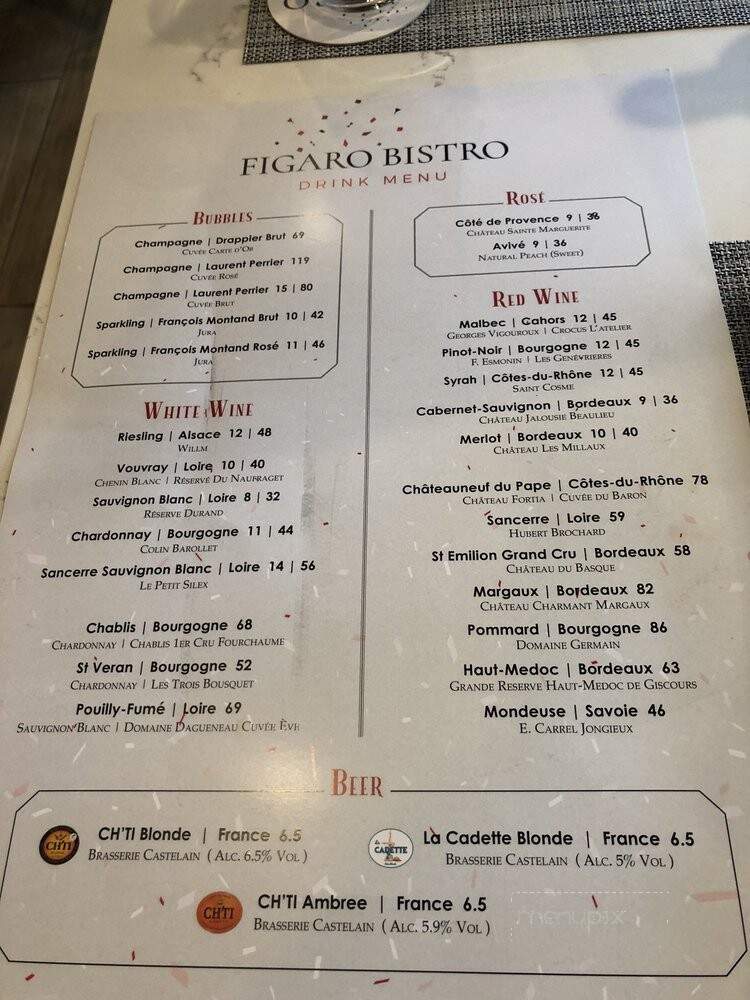 Figaro Bistro - Sarasota, FL menu_pic