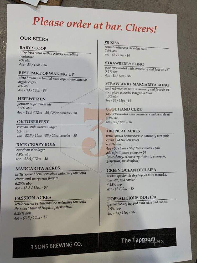 3 Sons Brewing - Dania Beach, FL menu_pic