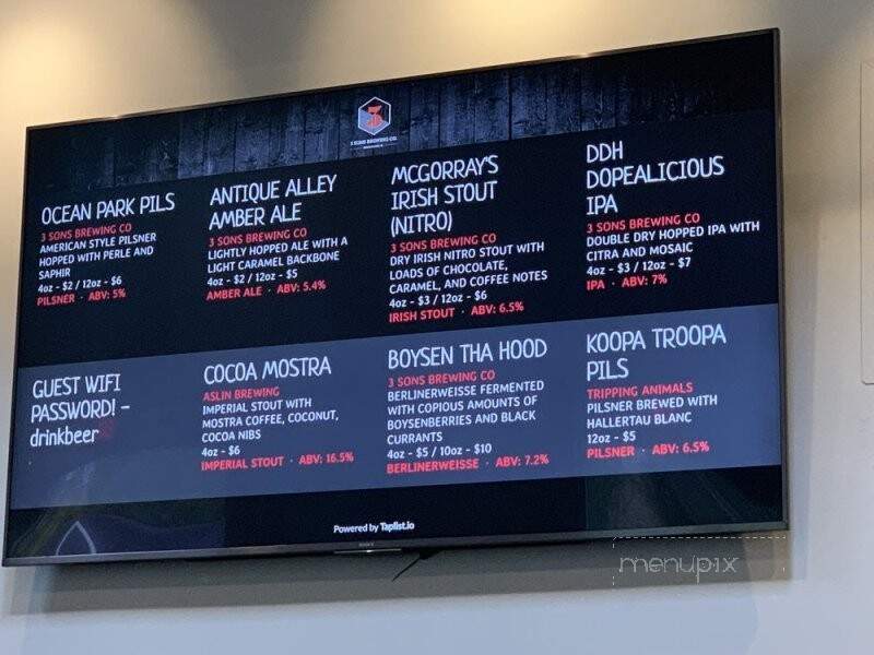 3 Sons Brewing - Dania Beach, FL menu_pic