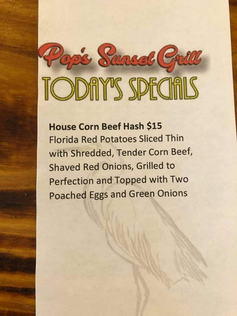 Pops Sunset Grill - Nokomis, FL menu_pic