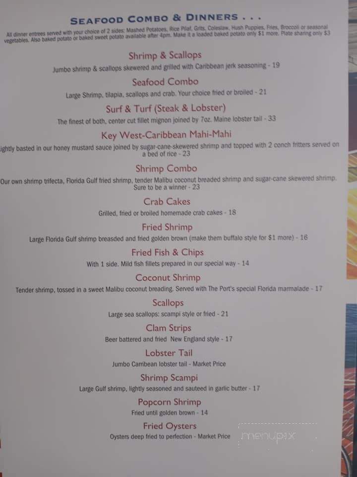 Port Steak & Seafood Restaurant - Haines City, FL menu_pic
