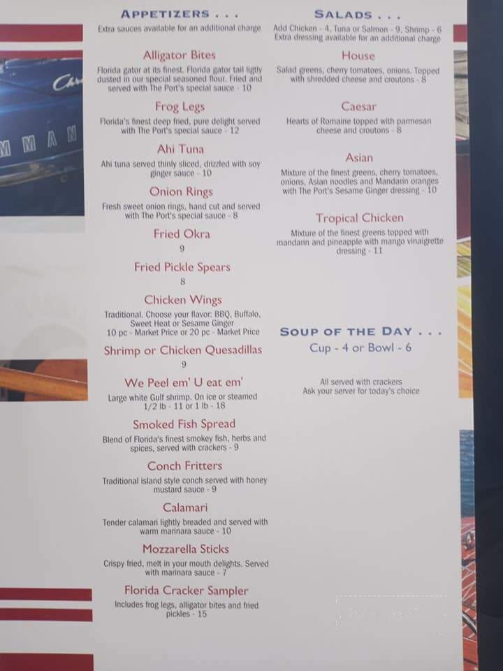 Port Steak & Seafood Restaurant - Haines City, FL menu_pic