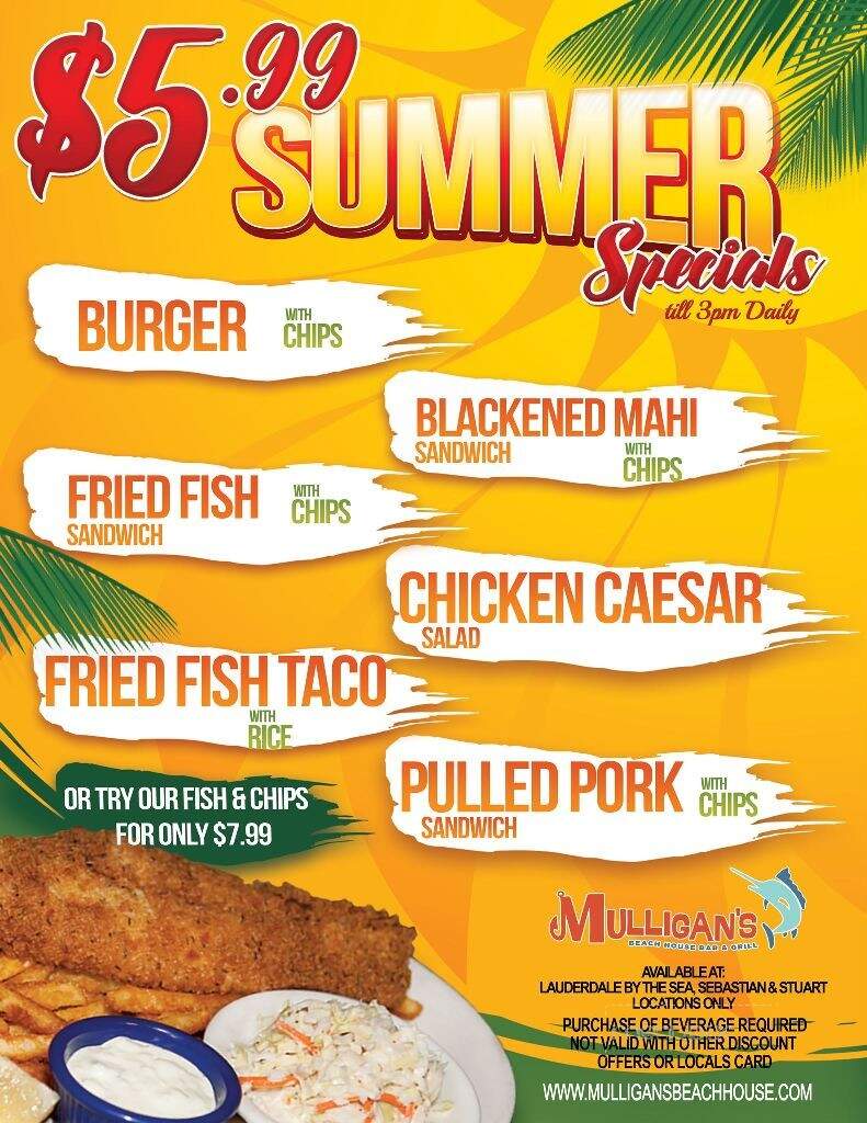 Mulligan's Beach House Bar Grill - Sebastian, FL menu_pic