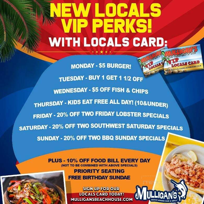 Mulligan's Beach House Bar Grill - Sebastian, FL menu_pic