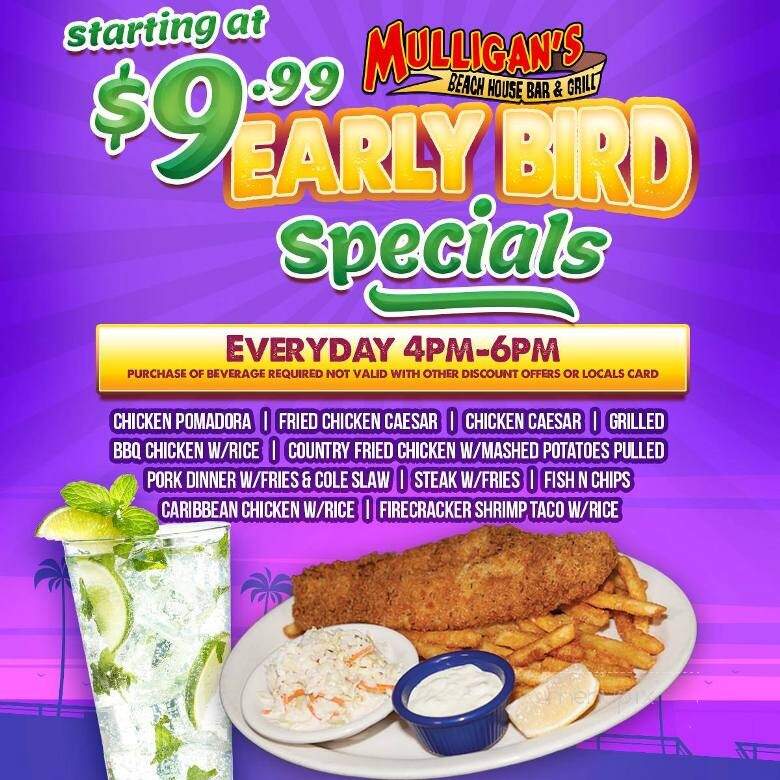 Mulligan's Beach House Bar Grill - Sebastian, FL menu_pic