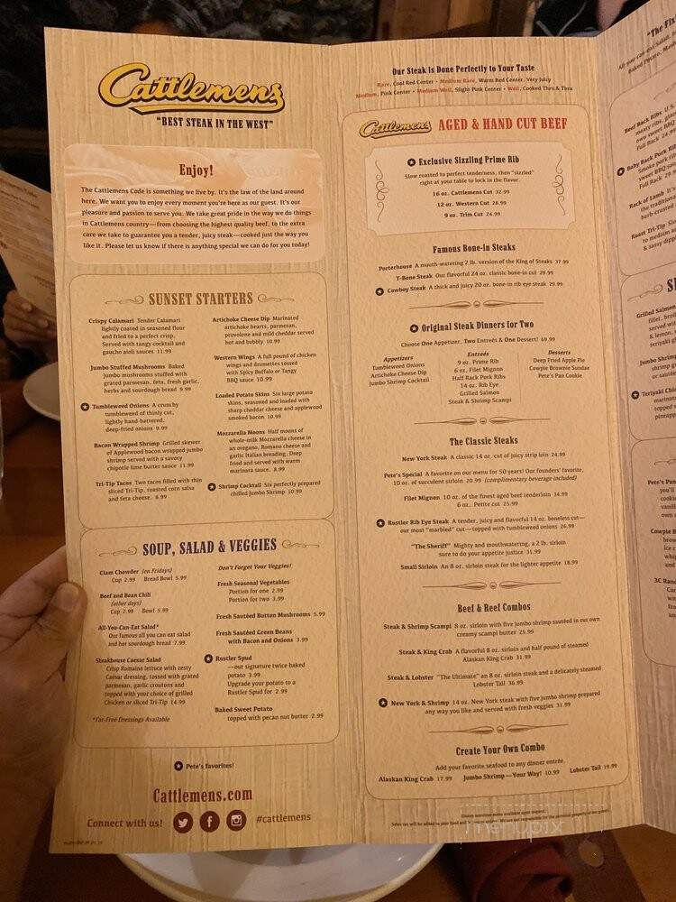 Cattlemen's Restaurant - Roseville, CA menu_pic