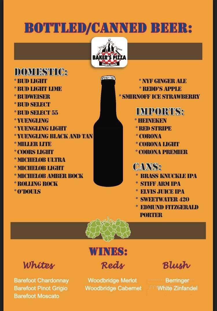 Baker's Pizza Sports Shack - Bucyrus, OH menu_pic