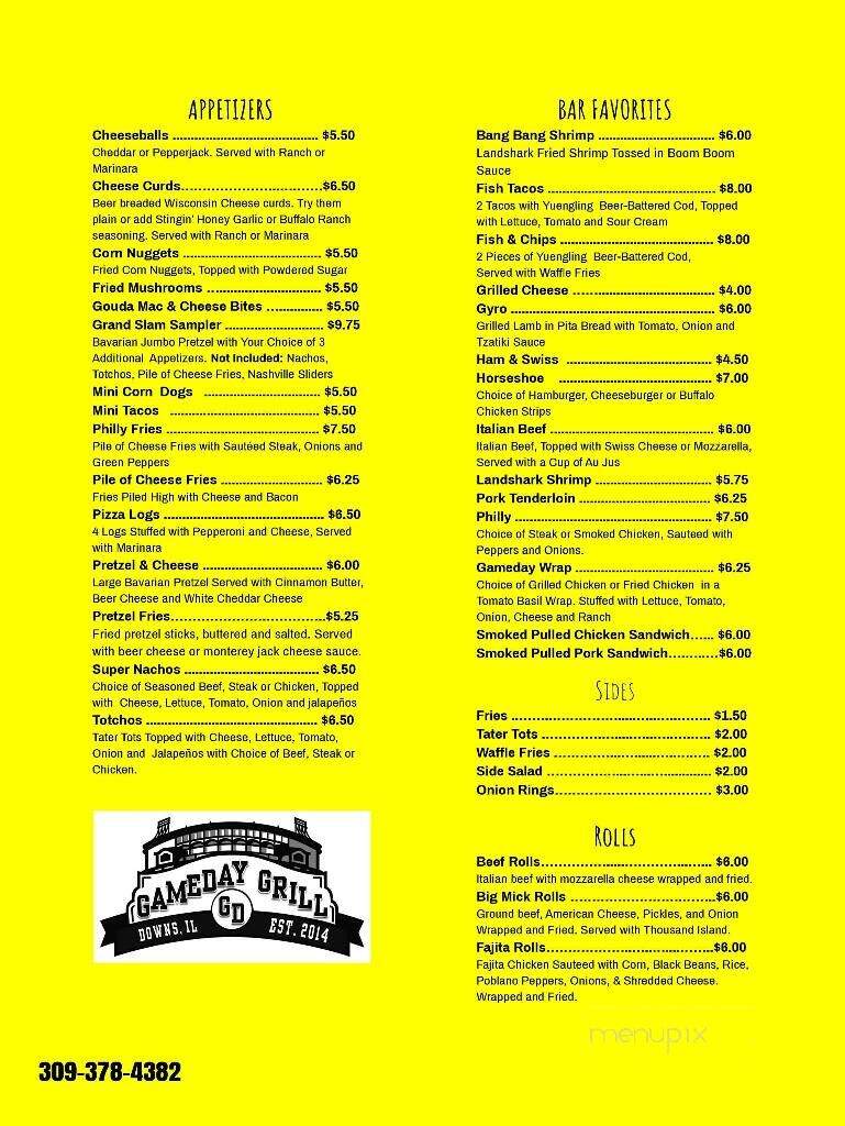 Game Day Grill - Downs, IL menu_pic