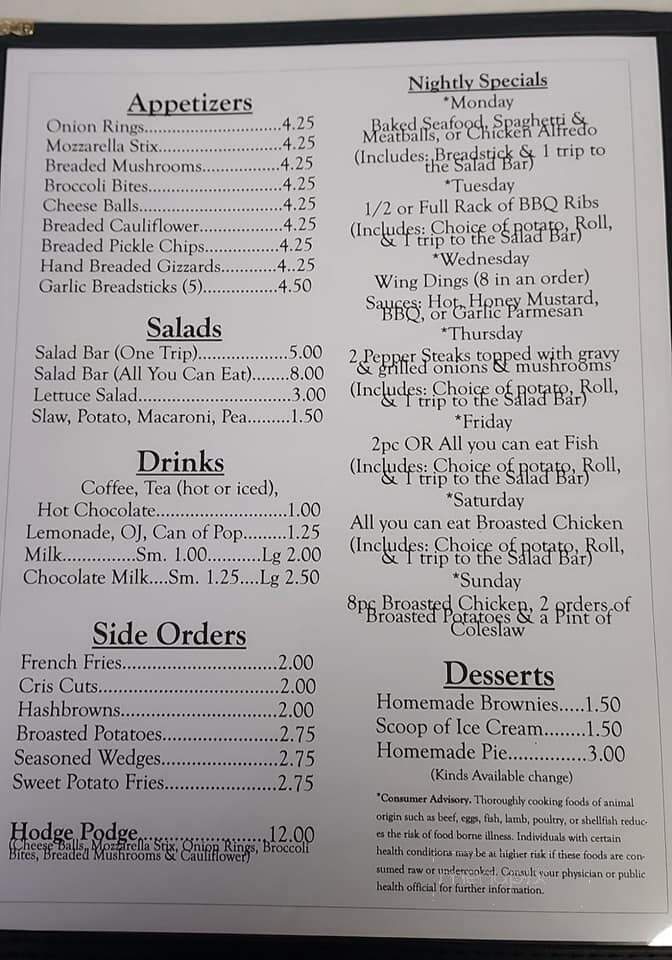 Hole In The Wall - Lawler, IA menu_pic