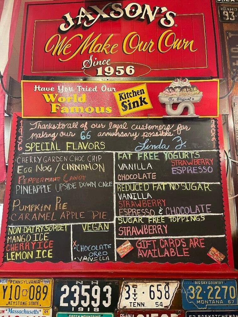 Jaxson's Ice Cream Parlor - Dania, FL menu_pic