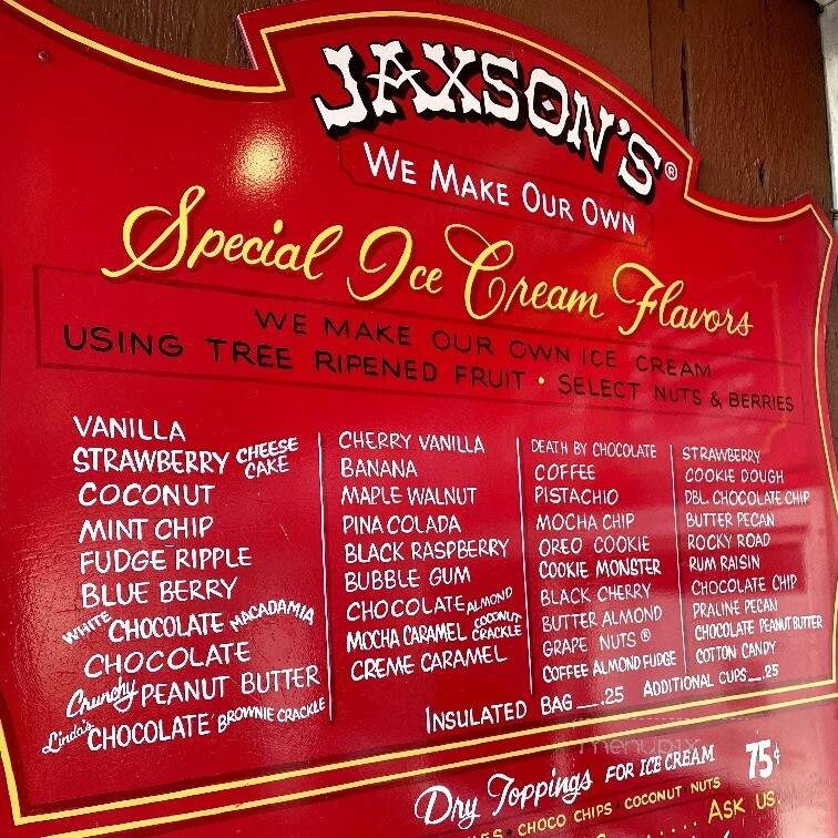 Jaxson's Ice Cream Parlor - Dania, FL menu_pic
