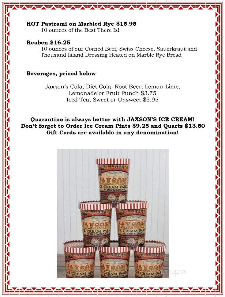 Jaxson's Ice Cream Parlor - Dania, FL menu_pic
