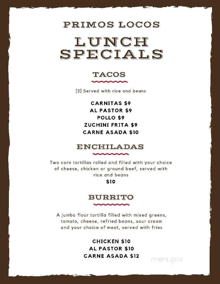 Primos Locos - Elmhurst, IL menu_pic