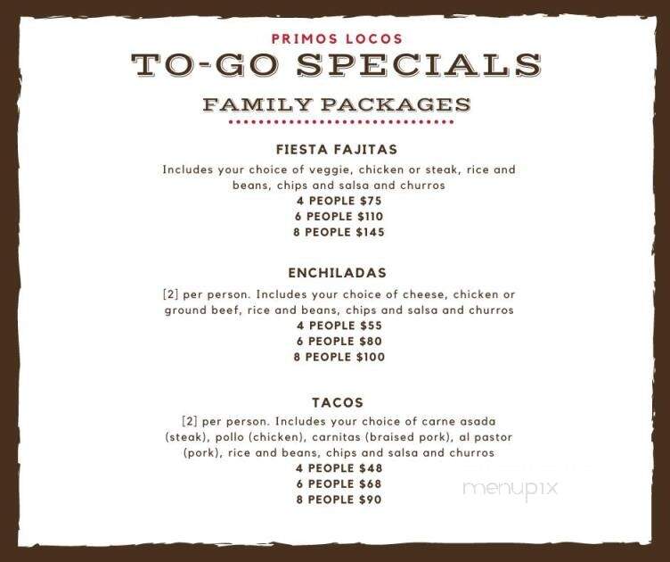 Primos Locos - Elmhurst, IL menu_pic