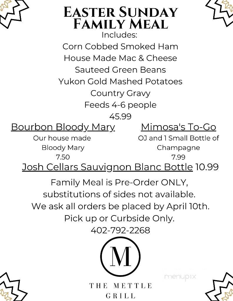 The Mettle Grill - Hickman, NE menu_pic