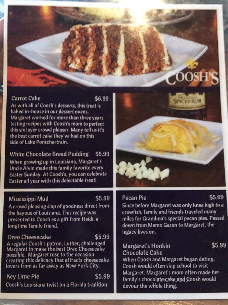 Coosh's Bayou Rouge - Tallahassee, FL menu_pic