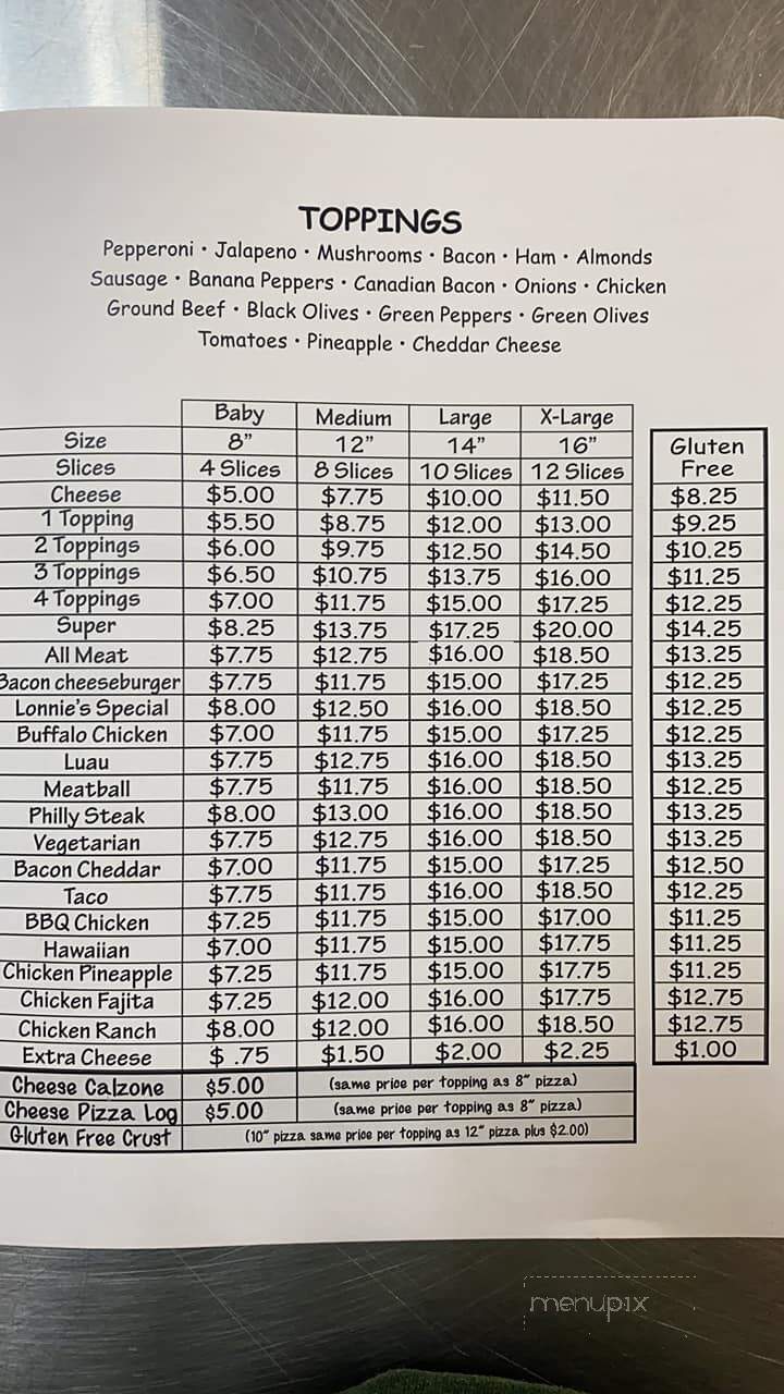 Snappy's Pizza - Fairview, TN menu_pic