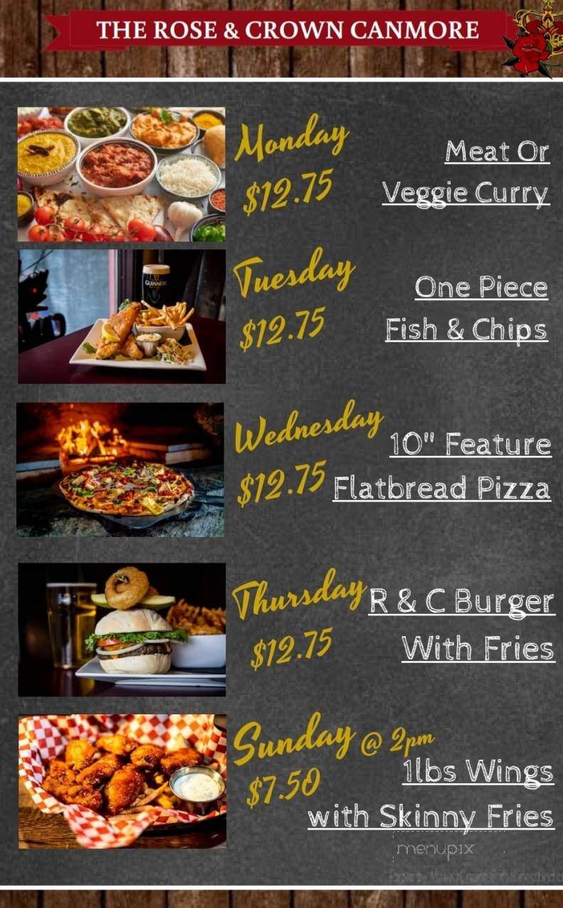 Rose & Crown Restaurant & Pub - Canmore, AB menu_pic