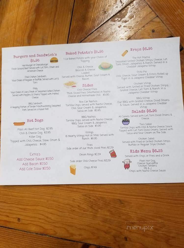 Box Car Cafe - Bryson City, NC menu_pic