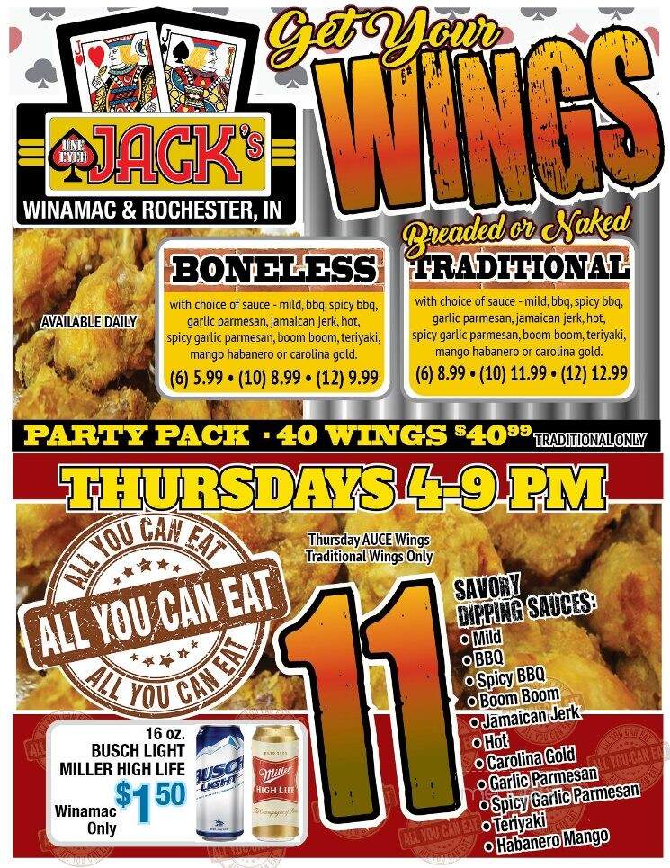One Eyed Jack's - Winamac, IN menu_pic