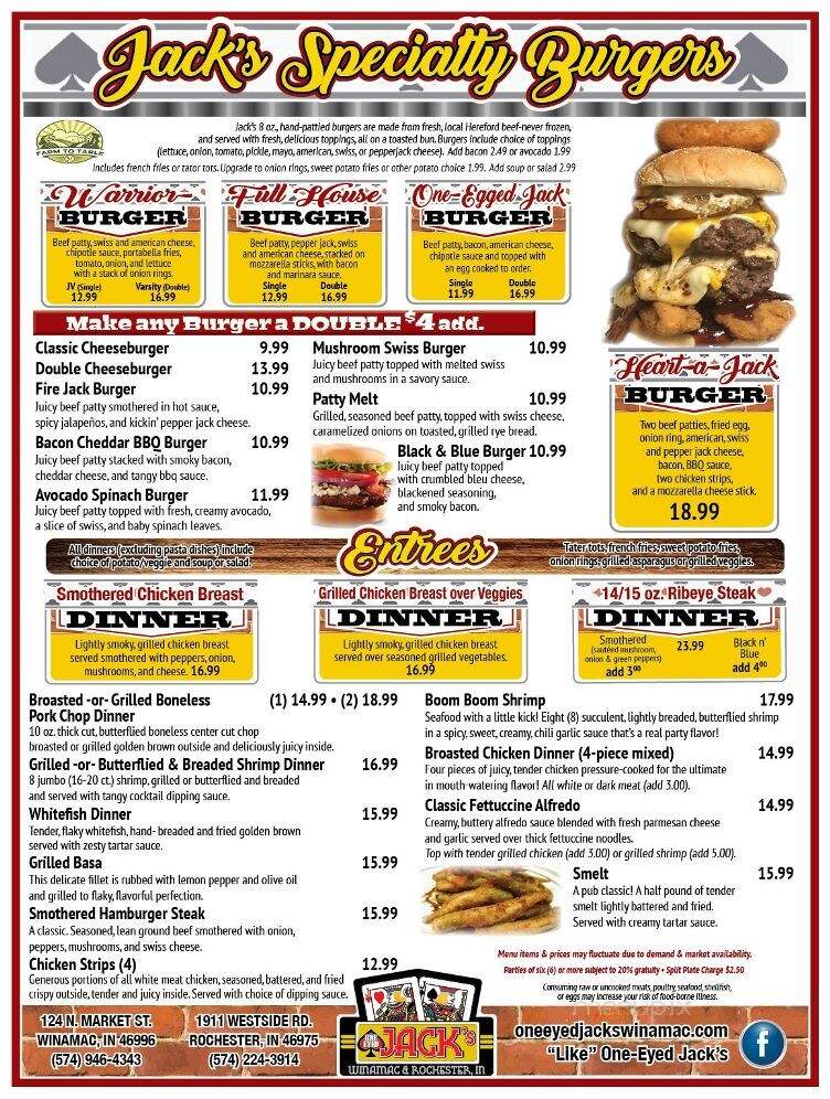 One Eyed Jack's - Winamac, IN menu_pic