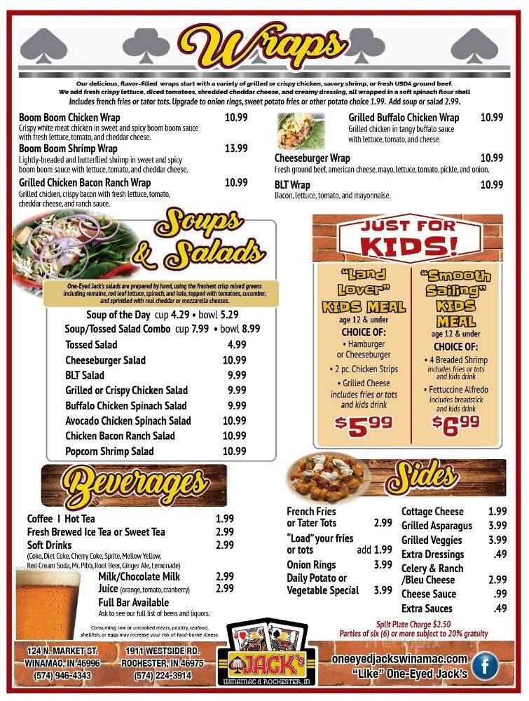 One Eyed Jack's - Winamac, IN menu_pic