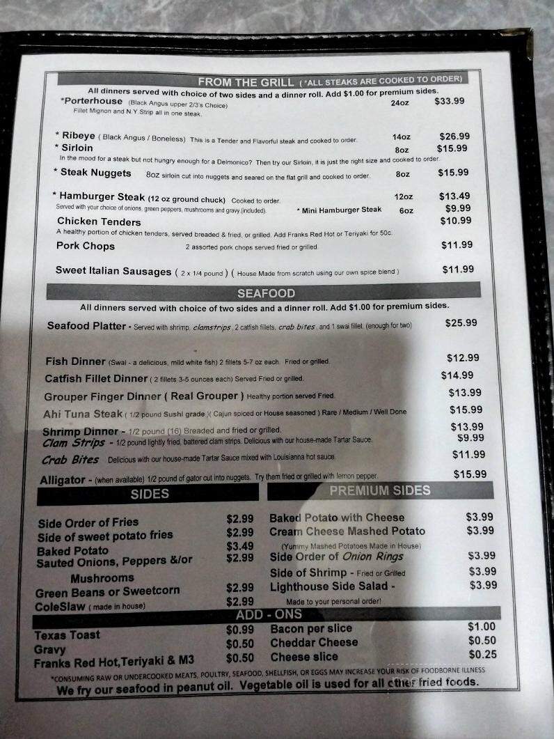 Lighthouse Grill - Ray City, GA menu_pic