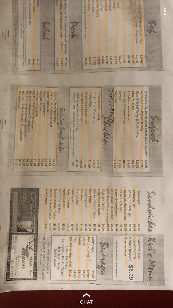 Big Ed's Steak House - Thayer, KS menu_pic