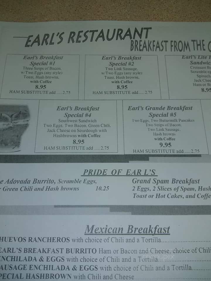 Earl's Family Restaurant - Gallup, NM menu_pic