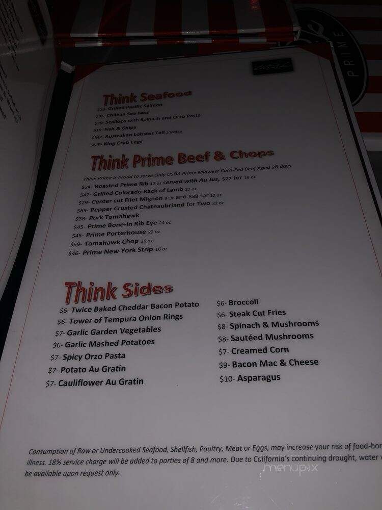 Think Prime Steakhouse - Rancho Palos Verdes, CA menu_pic