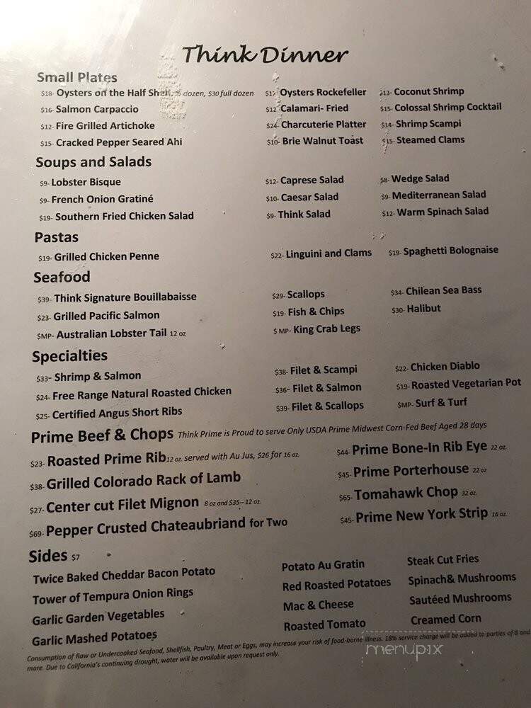 Think Prime Steakhouse - Rancho Palos Verdes, CA menu_pic