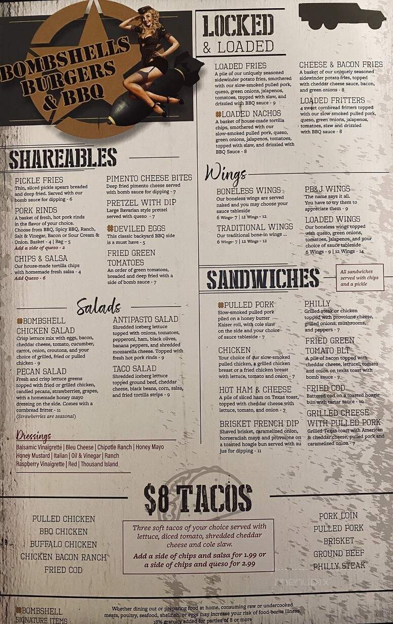 Bombshells & Ales - Ashland, KY menu_pic