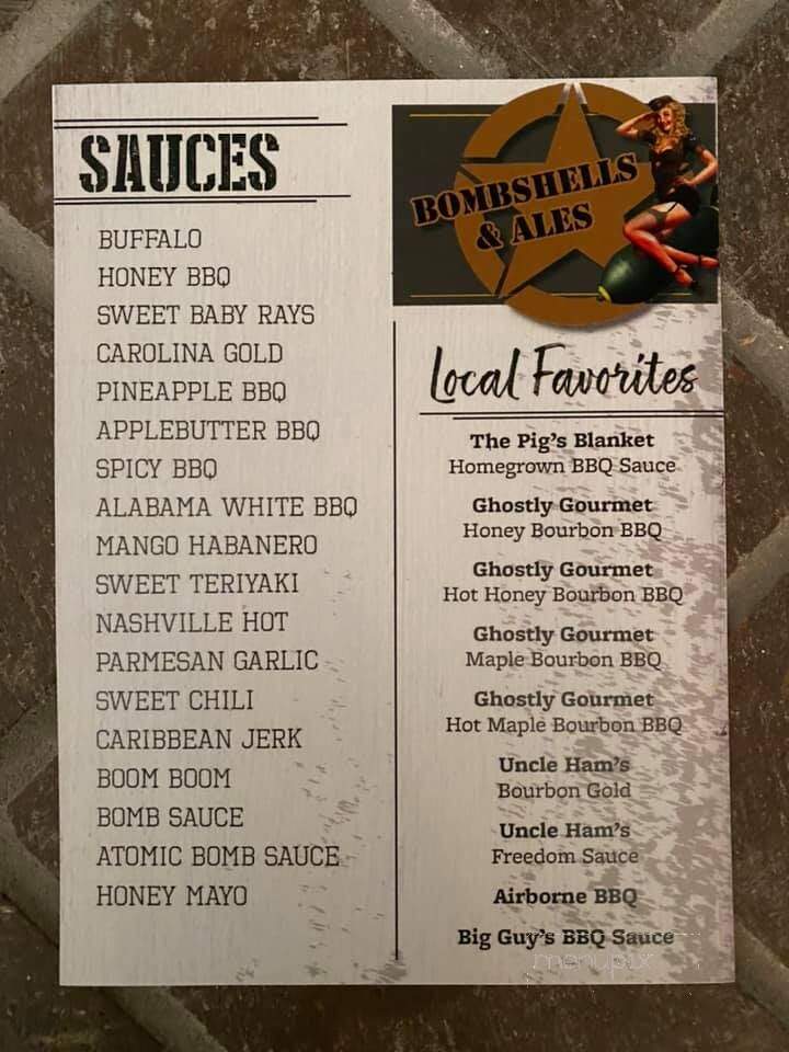 Bombshells & Ales - Ashland, KY menu_pic