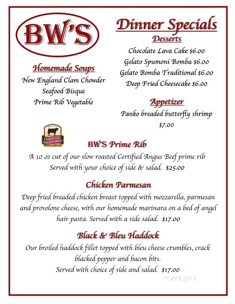 B W's Restaurant - Pavilion, NY menu_pic