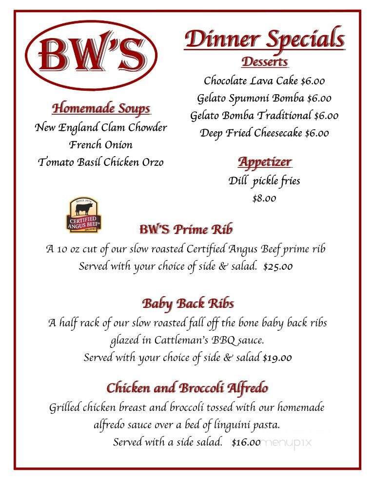B W's Restaurant - Pavilion, NY menu_pic