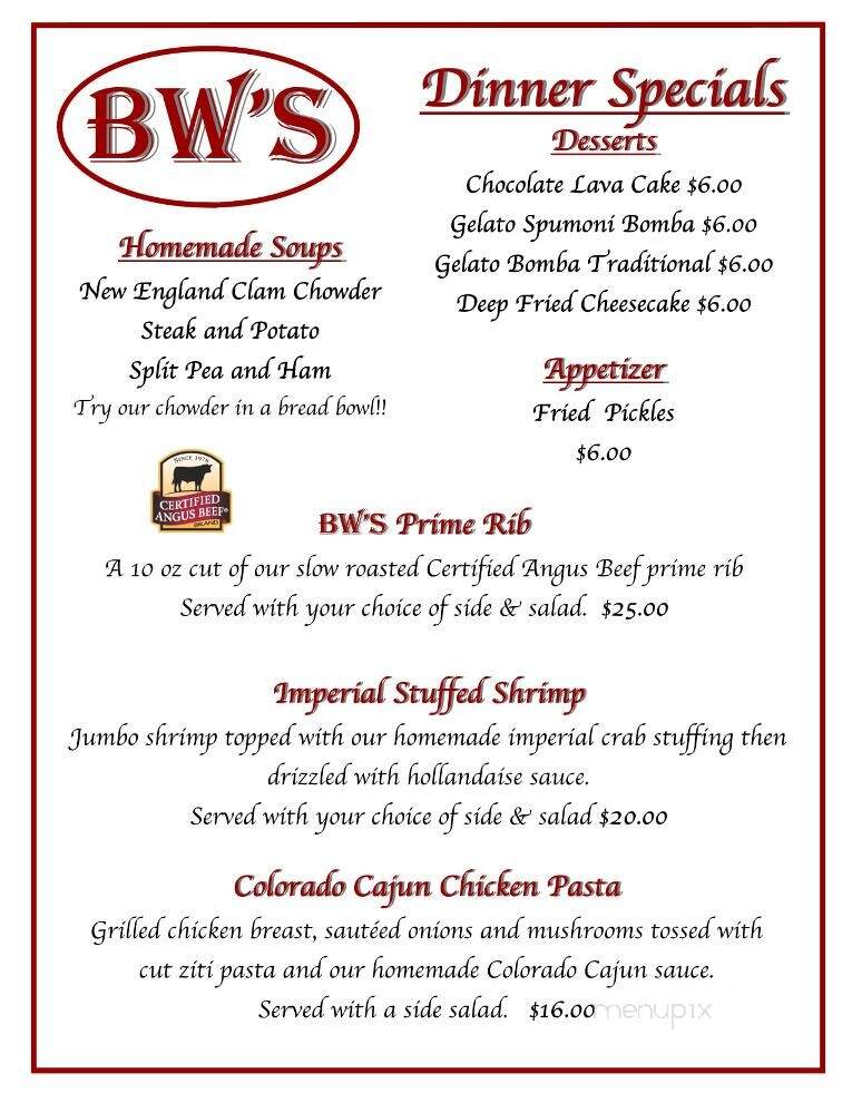 B W's Restaurant - Pavilion, NY menu_pic