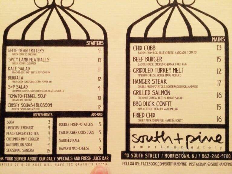 South + Pine American Eatery - Morristown, NJ menu_pic