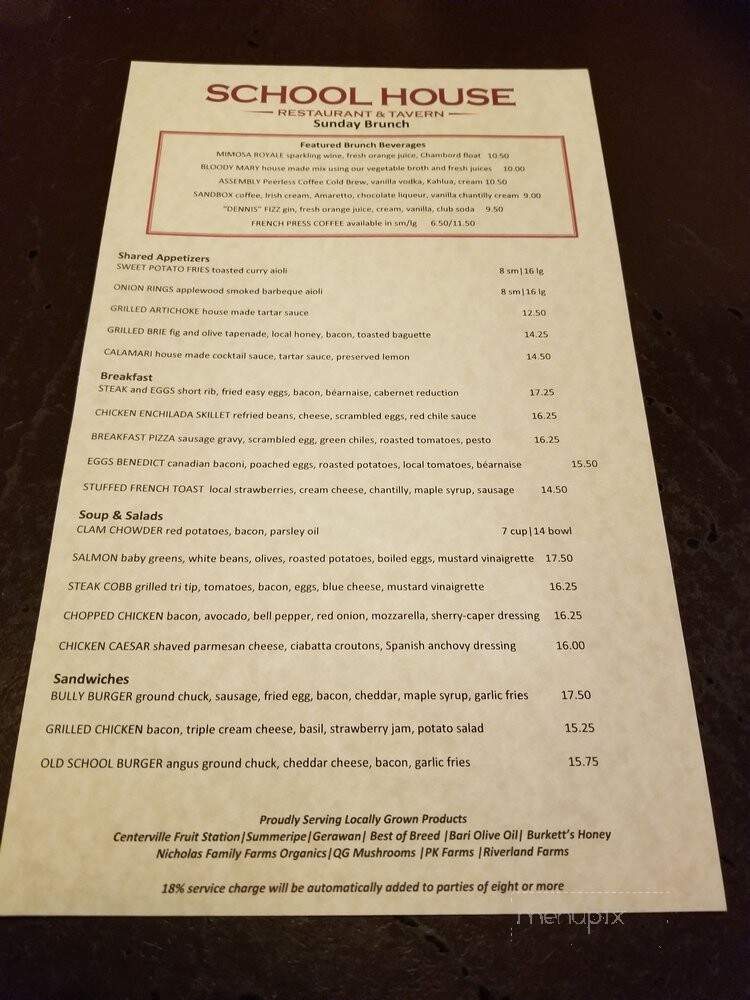 School House Restaurant Tavern - Sanger, CA menu_pic