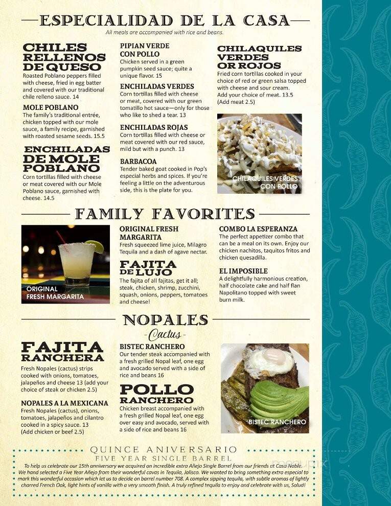 La Esperanza Restaurant - Lindenwold, NJ menu_pic