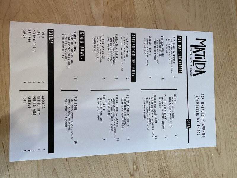 Matilda Coffee House & Kitchen - Rochester, NY menu_pic