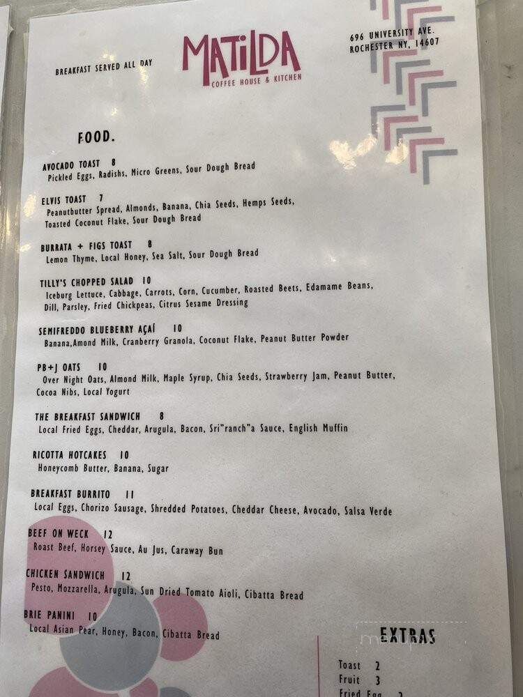 Matilda Coffee House & Kitchen - Rochester, NY menu_pic
