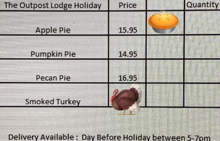 Outpost Lodge - Pierre, SD menu_pic