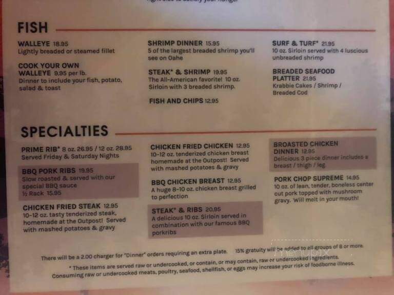 Outpost Lodge - Pierre, SD menu_pic